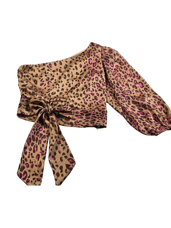 Express Tops - EXPRESS Leopard Print One Shoulder Tie Waist Top Medium NWT